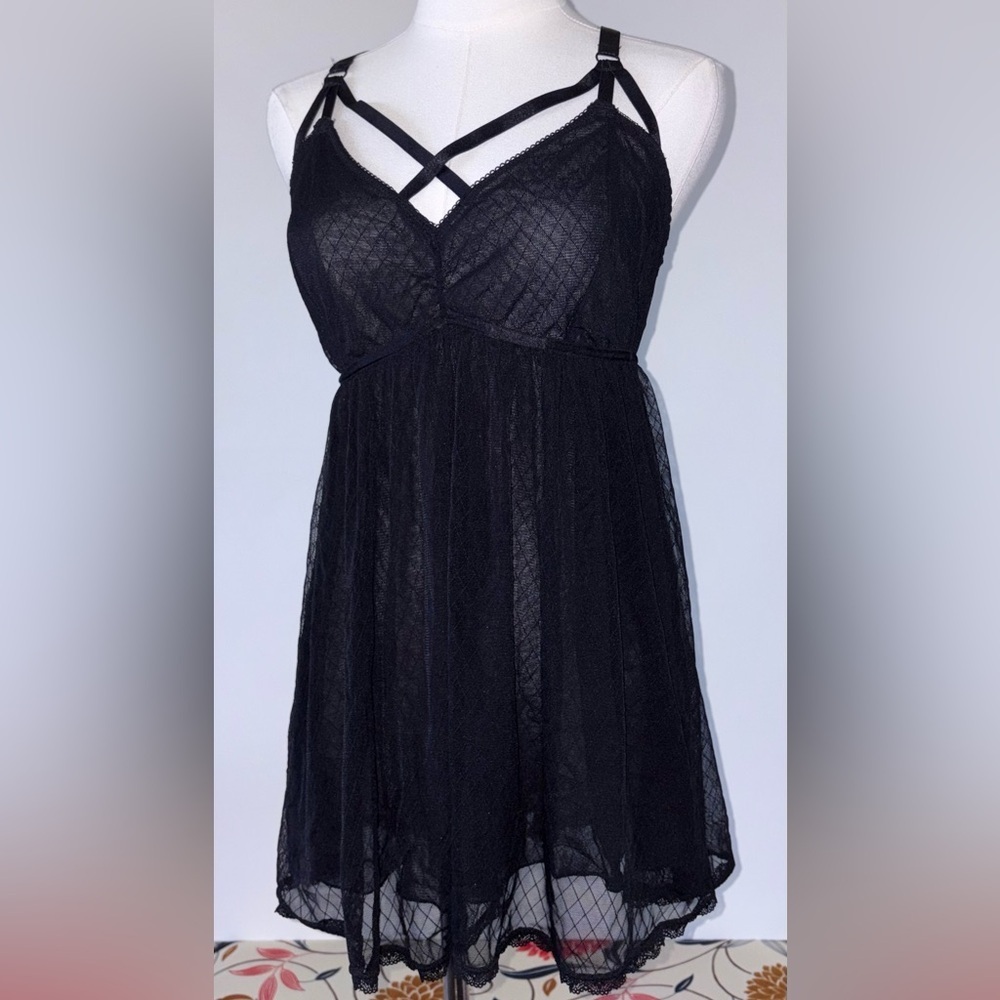 torrid Black Lace Slip with Strappy Detail